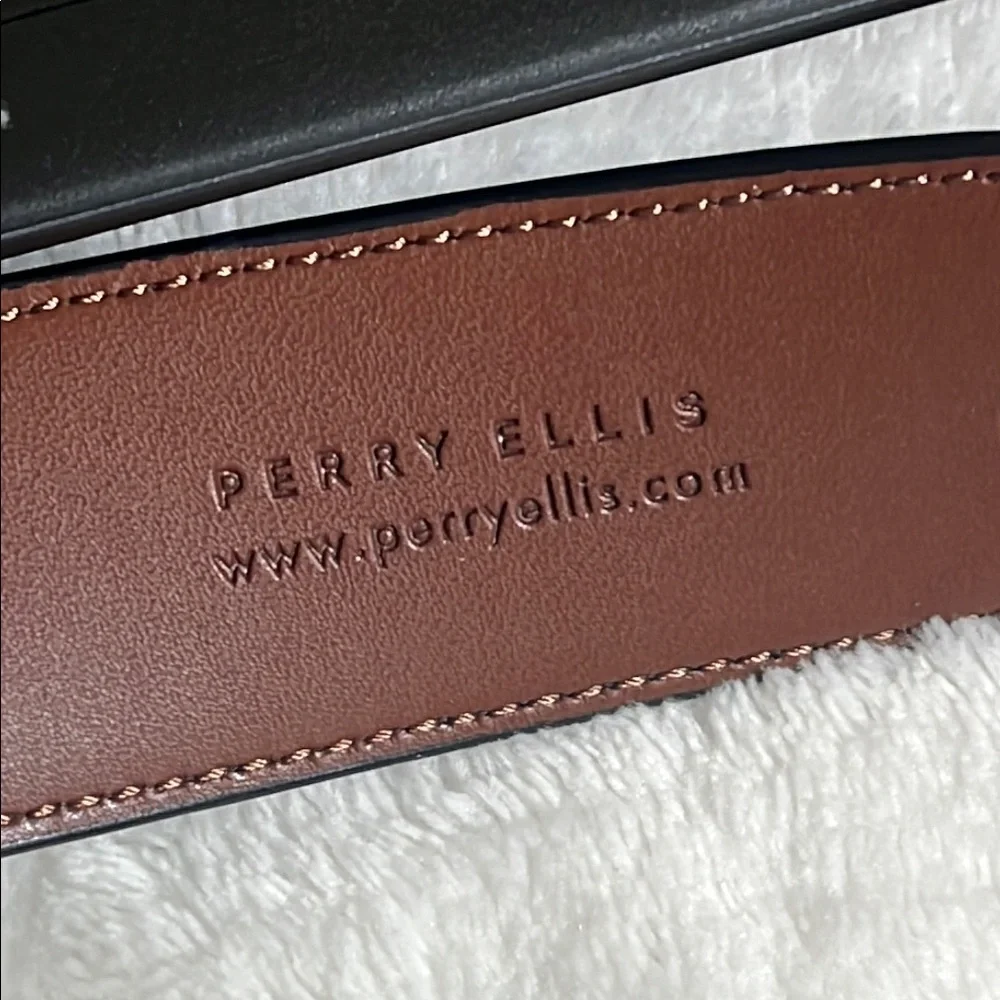 Perry Ellis PORTFOLIO Men's Black Leather‎ Belt Sz 32